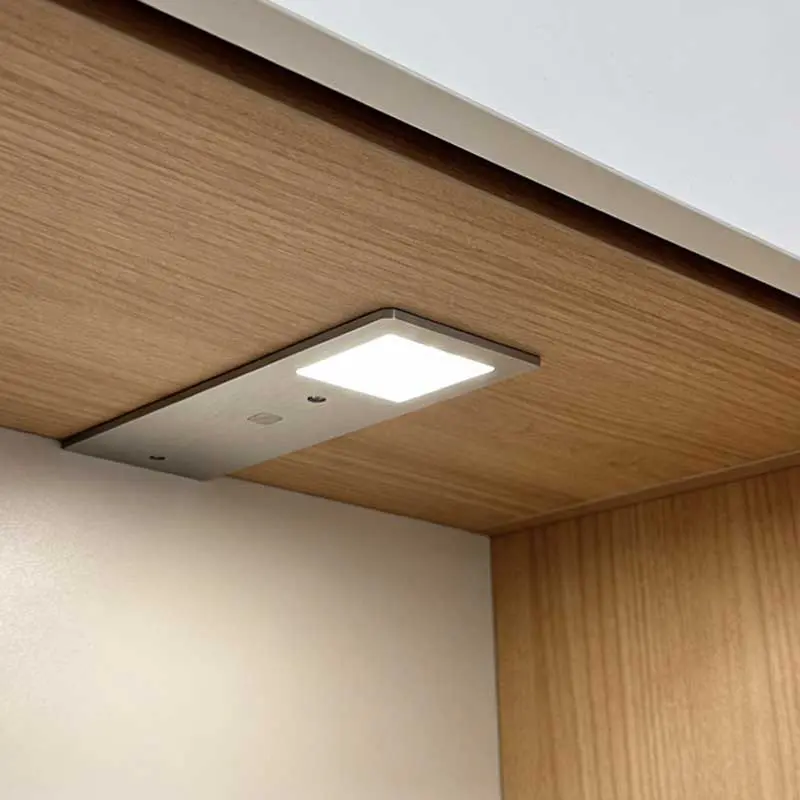 Super thin 4mm aluminum LED under cabinet puck light in brushed Aluminum finish with 2 meter wire