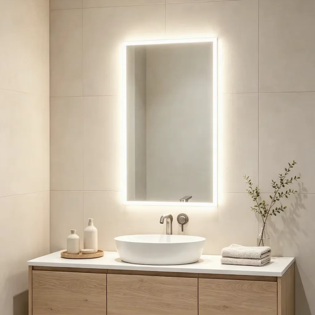 Custom OEM smart bathroom mirror sample prepared for wholesale partner evaluation.