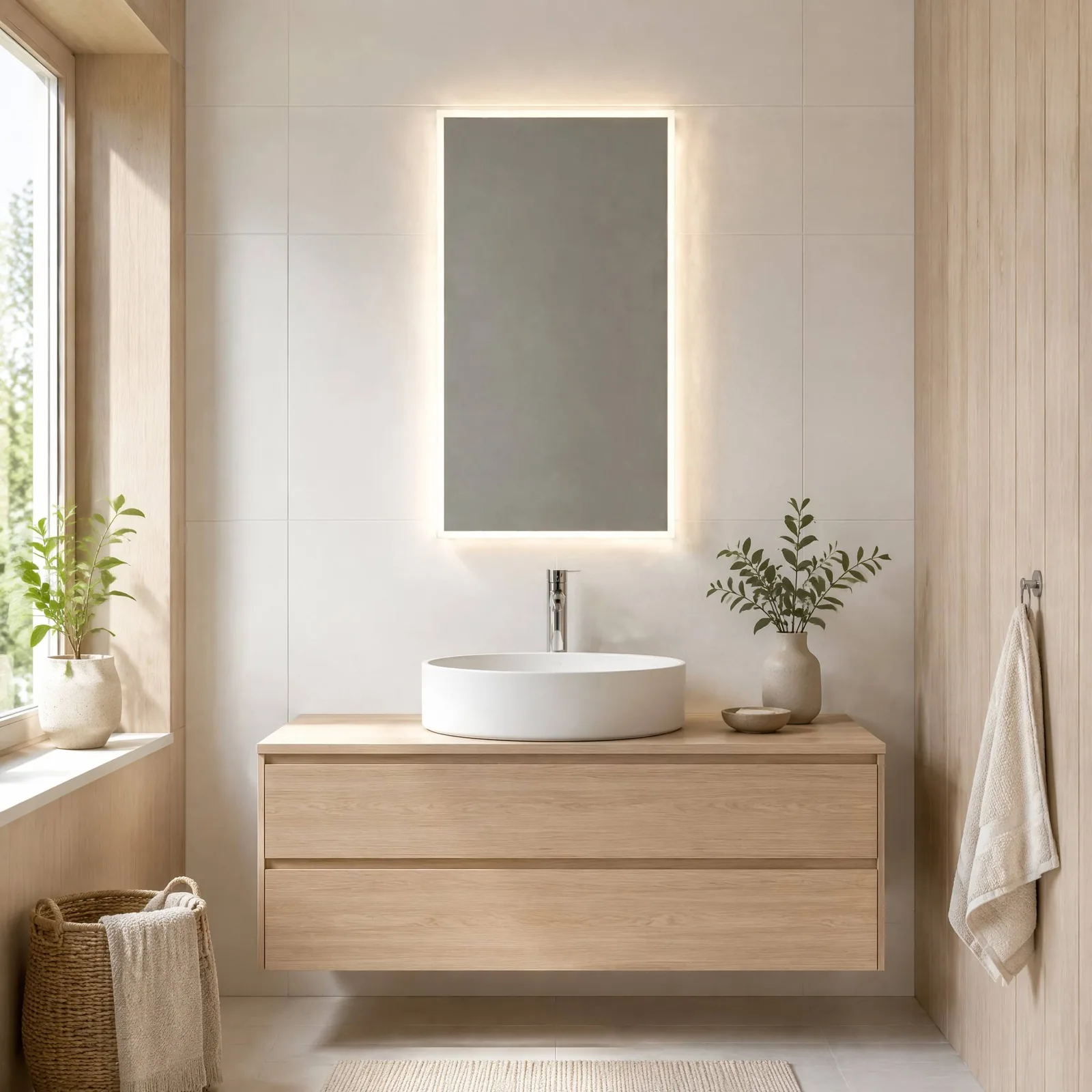 NewThingLine Kiruna LED Bathroom Mirror 50x90cm lifestyle scene