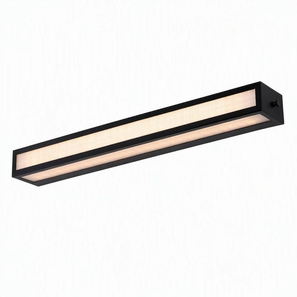 Linen Square Waterproof IP44 Bathroom Wall Lamp with Silkscreen Glass Shade