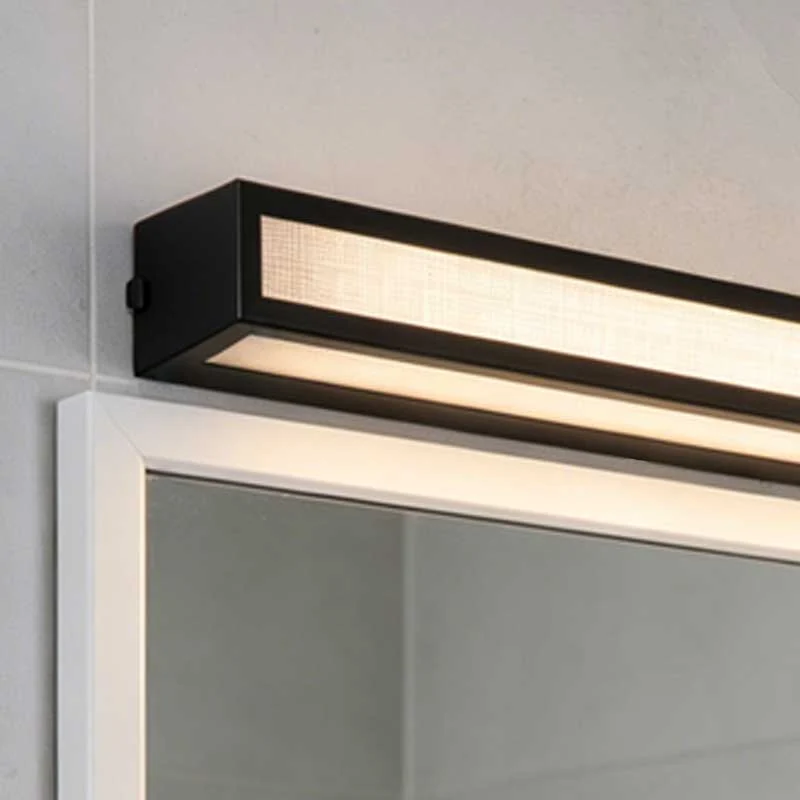 NewThingLine Linen Square Waterproof IP44 Bathroom Wall Lamp with Silkscreen Glass Shade gallery