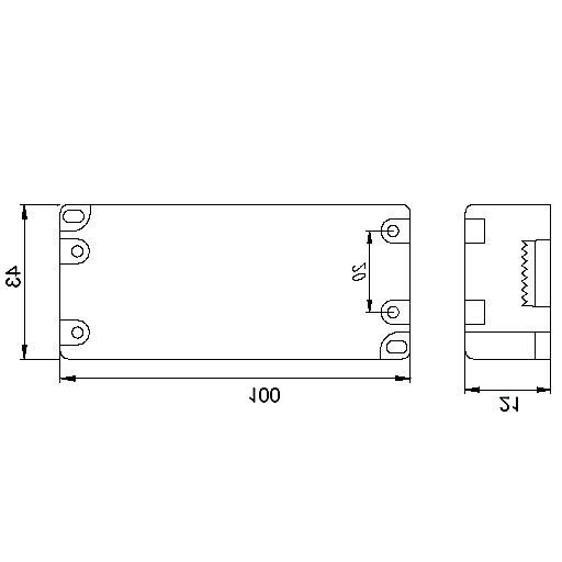 E Type LED Driver 24W 24V dimension drawing