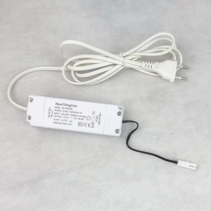 E Type LED Driver with Euro plug and distribution connections for cabinet lighting
