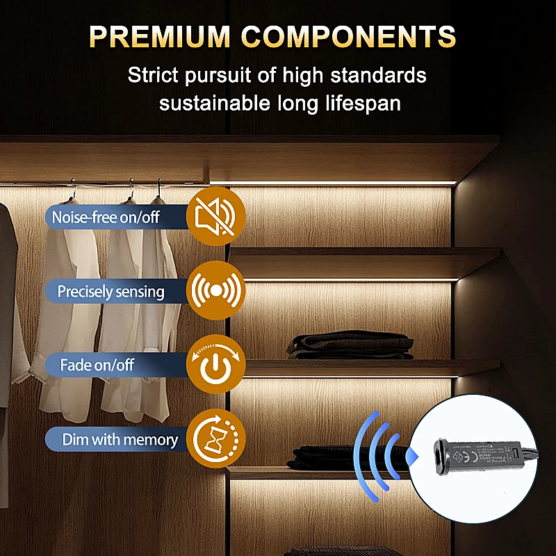 IR001W IR Sensor Switch wardrobe lighting feature highlighting fade on/off and precise sensing
