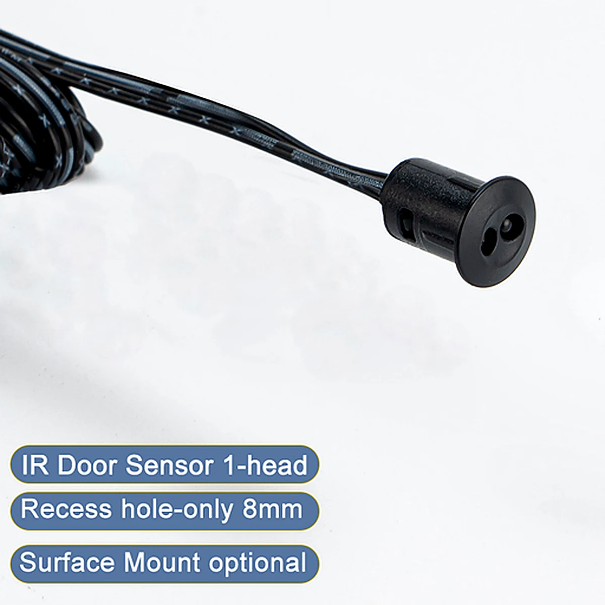 IR024W recess IR door sensor head for 8 mm hole with surface mount option