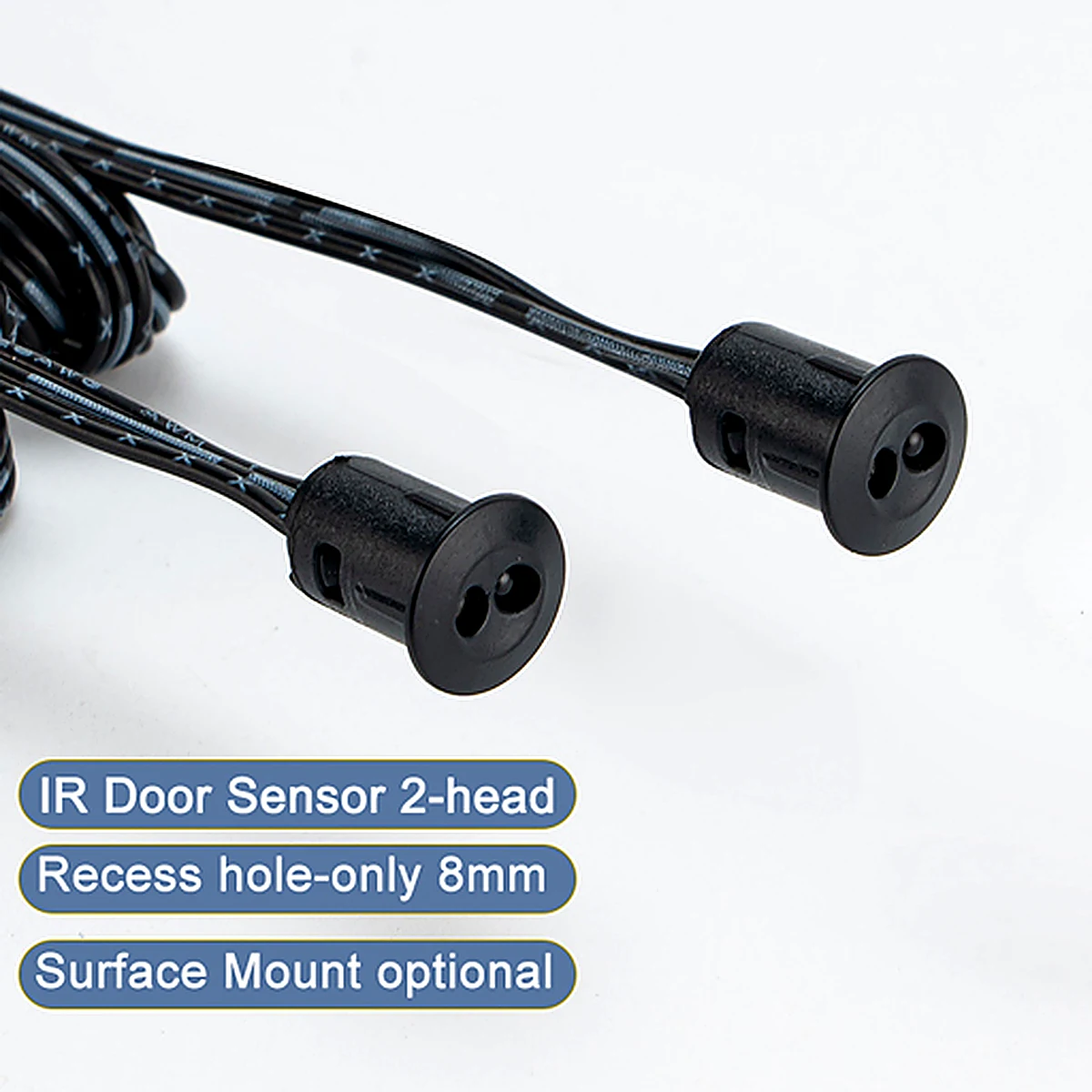 IR025W dual recess IR door sensor heads for 8 mm holes with surface mount option