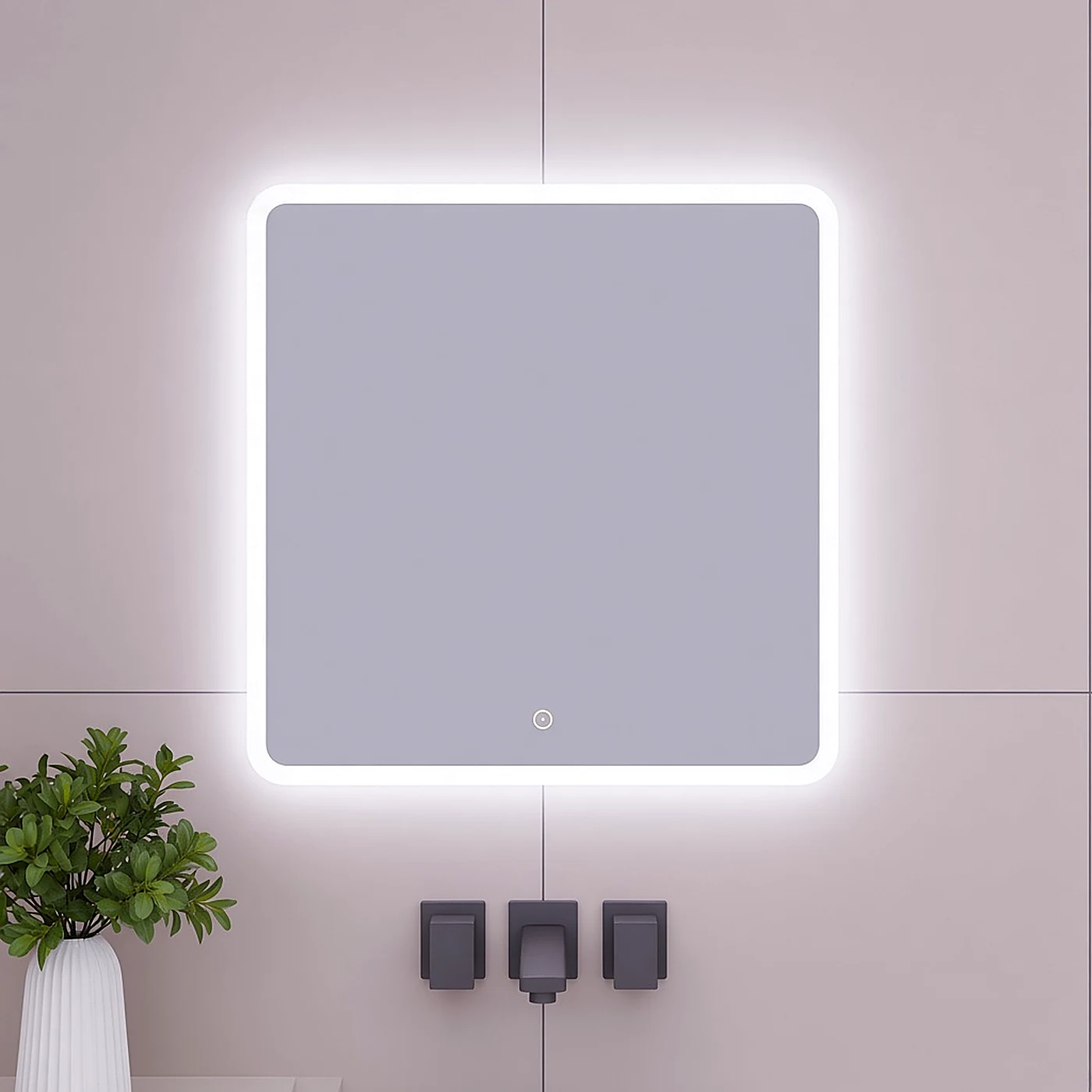Melbourne LED bathroom mirror injected frosted light frame with touch sensor glow