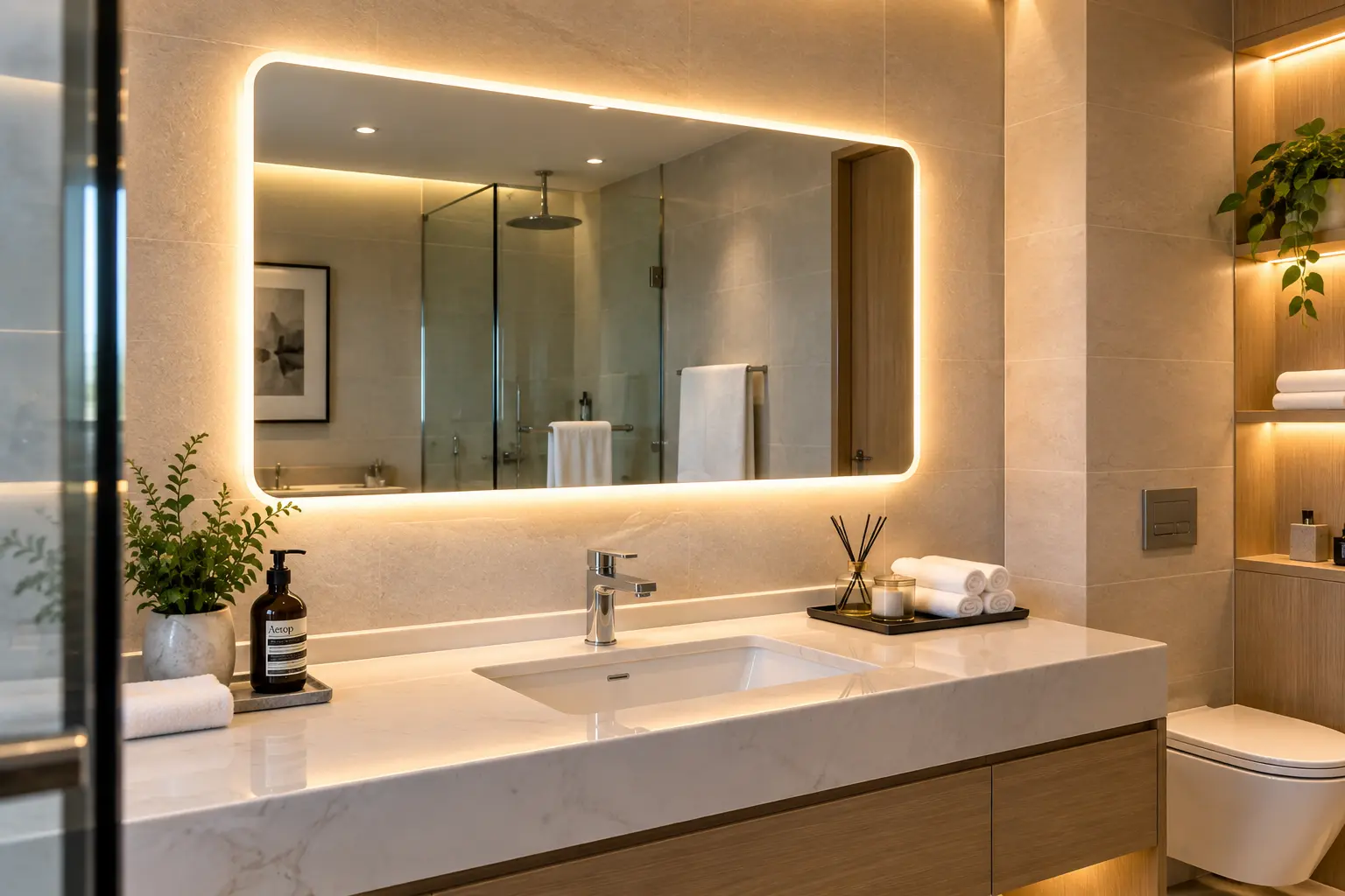 NewThingLine LED bathroom mirror for hotel and residential projects