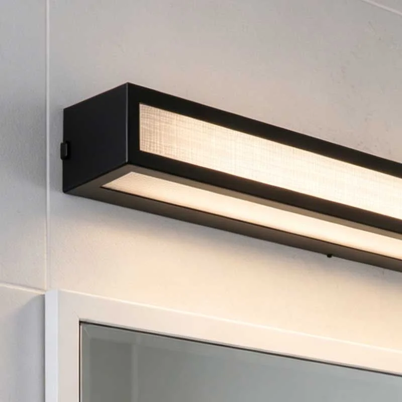 Linen square bathroom wall light for vanity mirror lighting and hotel bathrooms