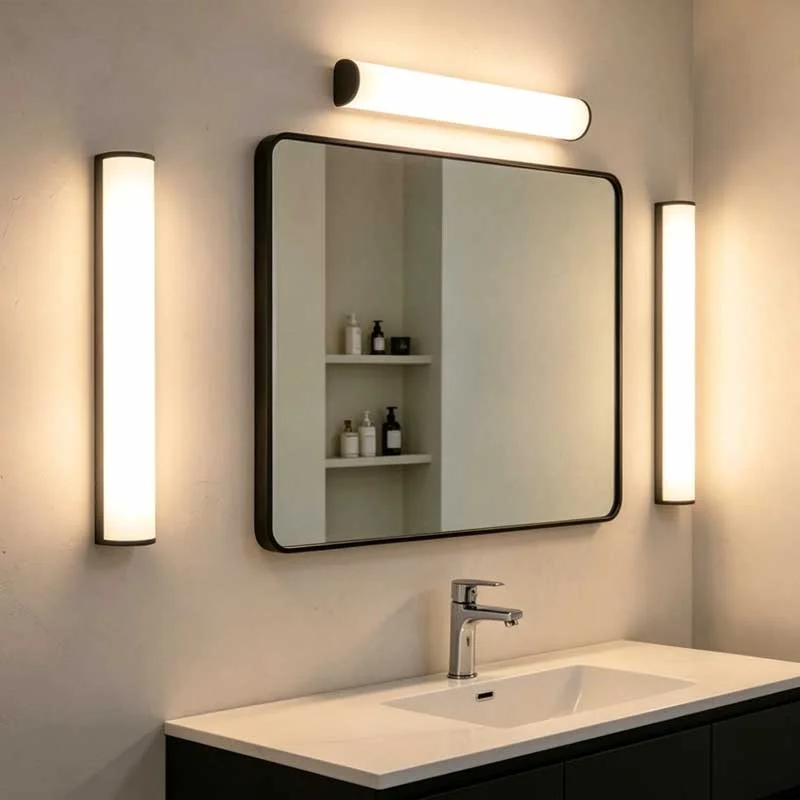 Hotel vanity light for bathroom mirror illumination and wash area lighting