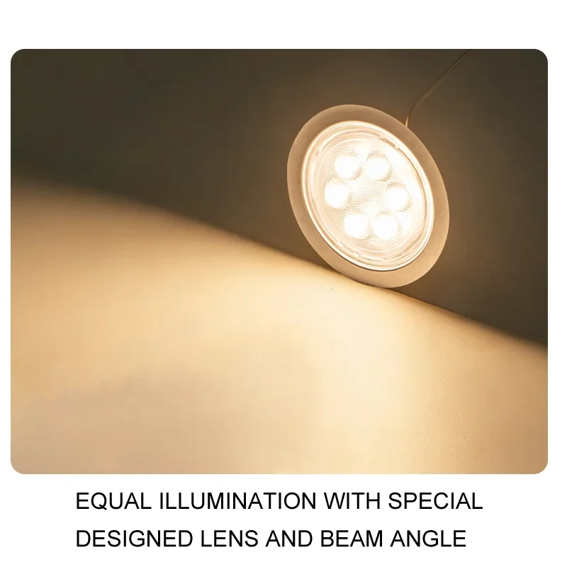 Furniture display cabinet lighting application with recessed LED cabinet spots