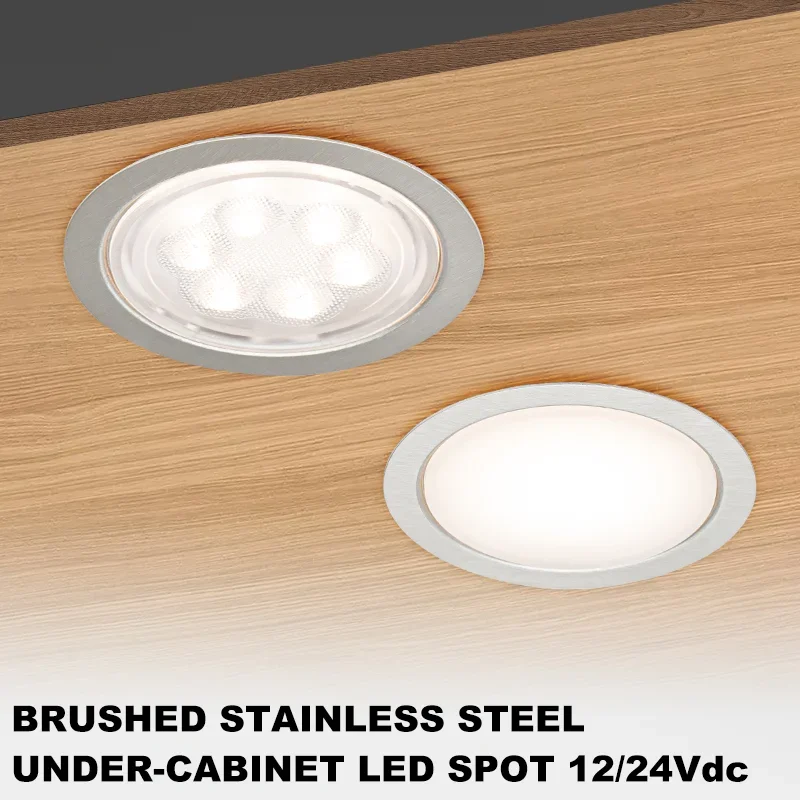 Residential cabinet lighting scene with LED under cabinet lights in modern kitchen