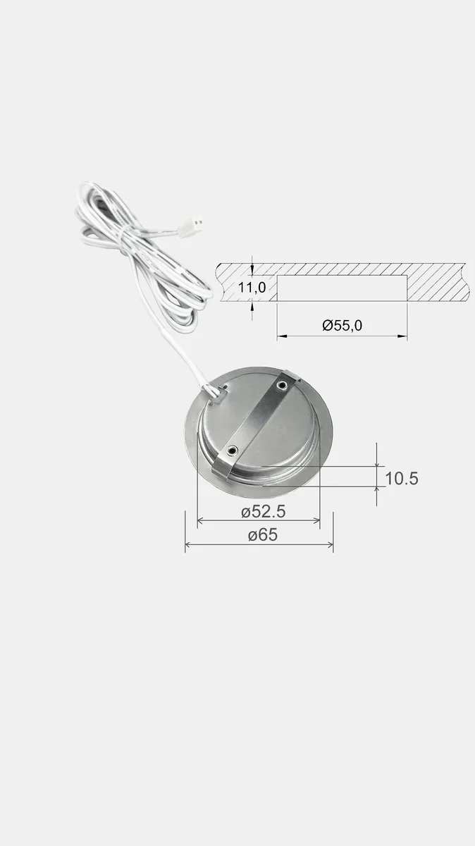 Recessed LED cabinet spot for kitchen cabinet and furniture lighting programs