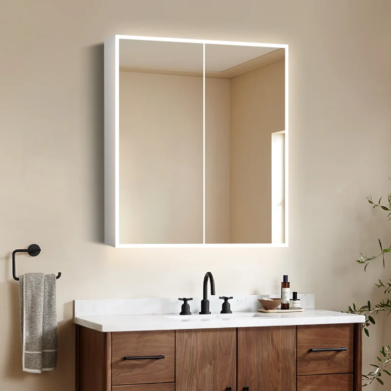 Smart bathroom mirror cabinet with storage for modern bathroom furniture projects