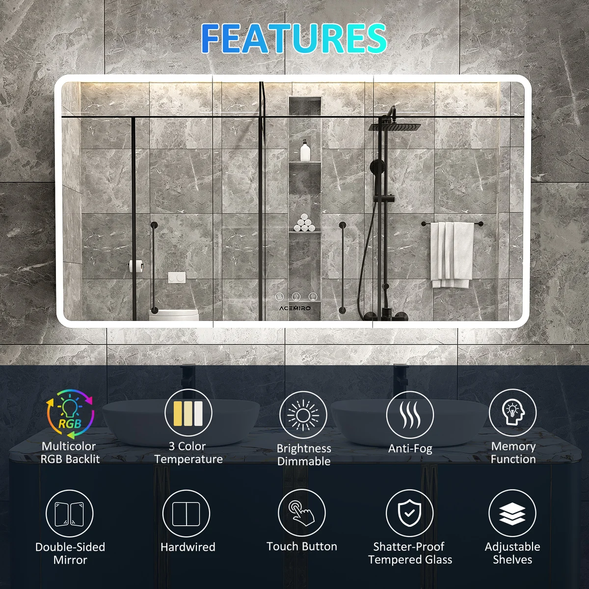 OEM LED mirror cabinet for bathroom furniture manufacturers and project suppliers