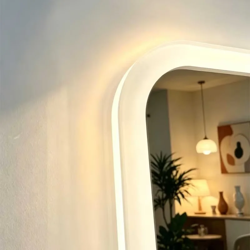 Front and Back LED Lighting Front and back LED lighting on Siena bathroom mirror - dual light zones for face illumination and ambient glow.